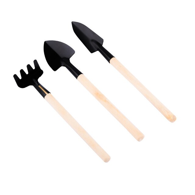 3PC/SET GARDEN RAKE SHOVELS WOOD HANDLE METAL